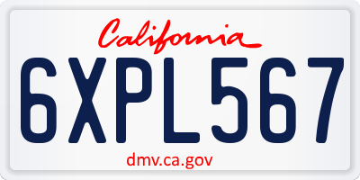 CA license plate 6XPL567