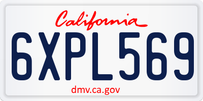 CA license plate 6XPL569