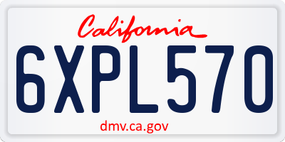 CA license plate 6XPL570