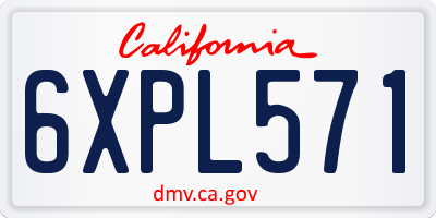 CA license plate 6XPL571