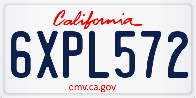 CA license plate 6XPL572