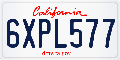 CA license plate 6XPL577