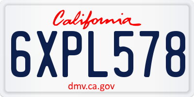 CA license plate 6XPL578