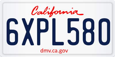 CA license plate 6XPL580