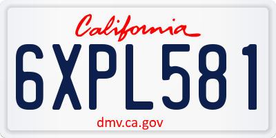 CA license plate 6XPL581