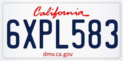 CA license plate 6XPL583