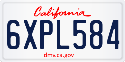 CA license plate 6XPL584