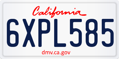 CA license plate 6XPL585