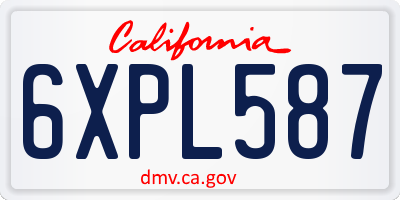 CA license plate 6XPL587