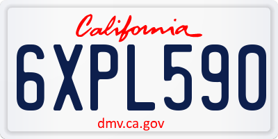 CA license plate 6XPL590