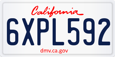 CA license plate 6XPL592