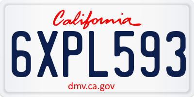 CA license plate 6XPL593