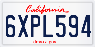 CA license plate 6XPL594