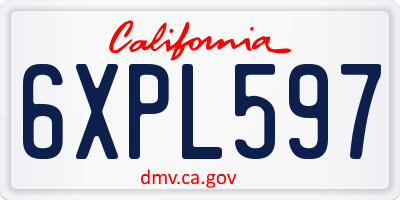 CA license plate 6XPL597