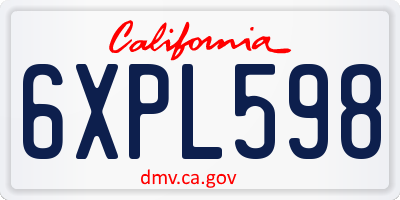 CA license plate 6XPL598