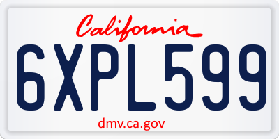 CA license plate 6XPL599
