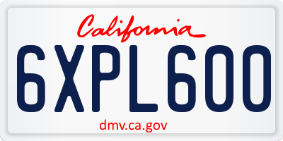 CA license plate 6XPL600