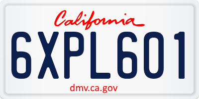 CA license plate 6XPL601