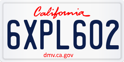 CA license plate 6XPL602