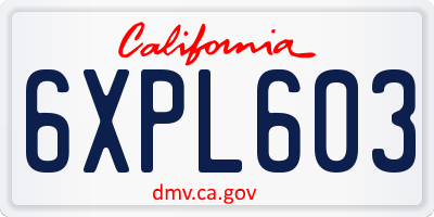 CA license plate 6XPL603