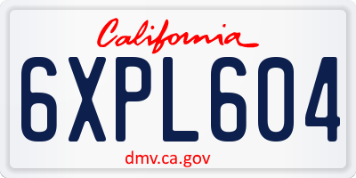 CA license plate 6XPL604
