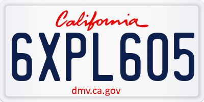 CA license plate 6XPL605