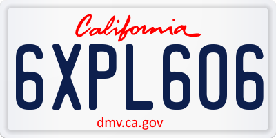 CA license plate 6XPL606