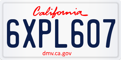 CA license plate 6XPL607