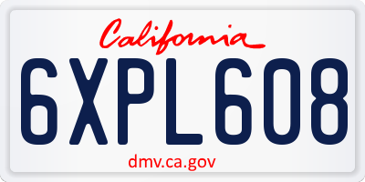 CA license plate 6XPL608