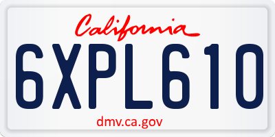CA license plate 6XPL610