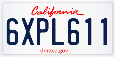 CA license plate 6XPL611