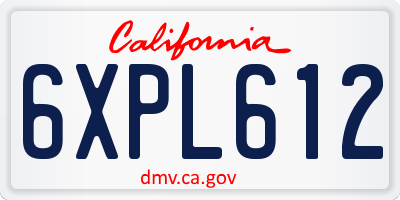 CA license plate 6XPL612