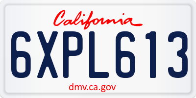 CA license plate 6XPL613