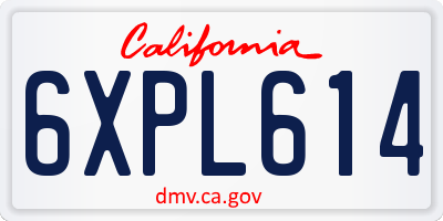 CA license plate 6XPL614