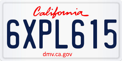 CA license plate 6XPL615