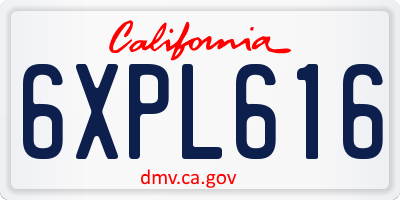 CA license plate 6XPL616