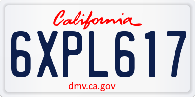 CA license plate 6XPL617