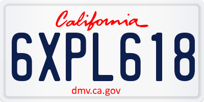 CA license plate 6XPL618