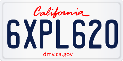 CA license plate 6XPL620