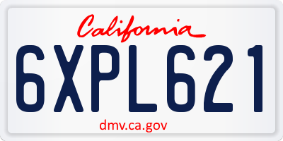 CA license plate 6XPL621
