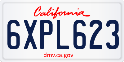 CA license plate 6XPL623