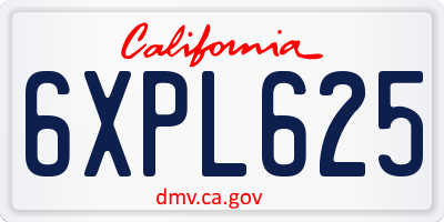 CA license plate 6XPL625