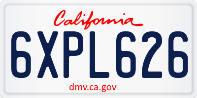 CA license plate 6XPL626