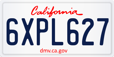 CA license plate 6XPL627