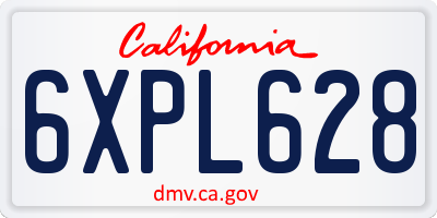 CA license plate 6XPL628