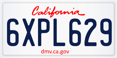 CA license plate 6XPL629