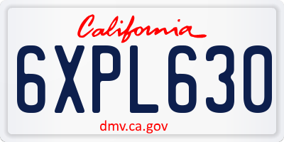 CA license plate 6XPL630
