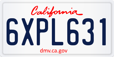 CA license plate 6XPL631