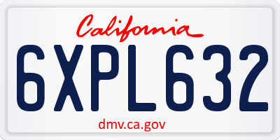 CA license plate 6XPL632