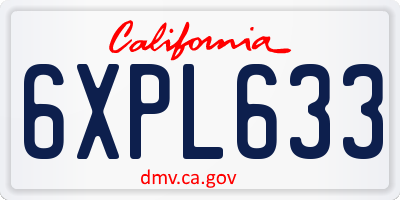 CA license plate 6XPL633